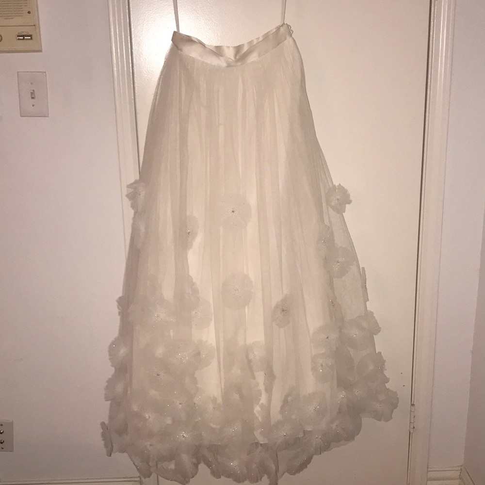 BHLDN ivory nylon tulle, silk charmeuse skirt